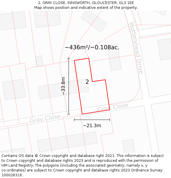 2, GRAY CLOSE, INNSWORTH, GLOUCESTER, GL3 1EE: Plot and title map