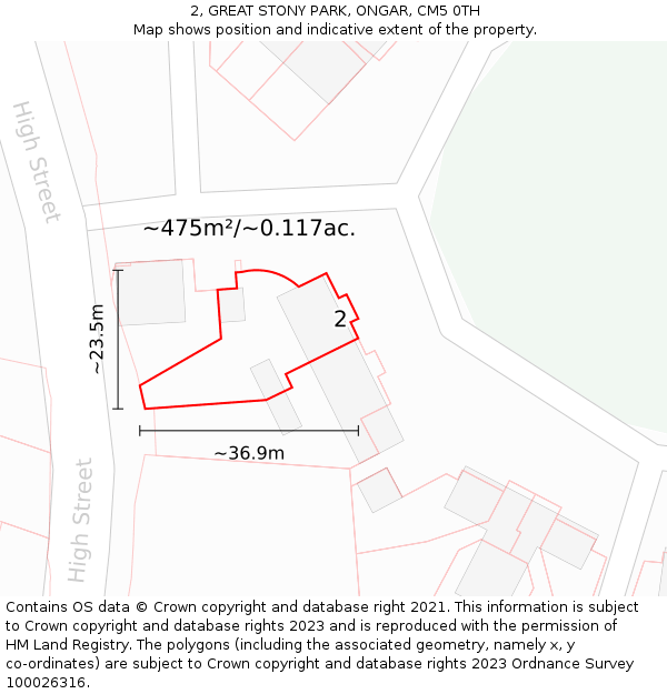 2, GREAT STONY PARK, ONGAR, CM5 0TH: Plot and title map