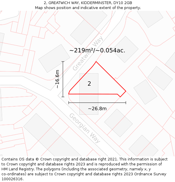 2, GREATWICH WAY, KIDDERMINSTER, DY10 2GB: Plot and title map