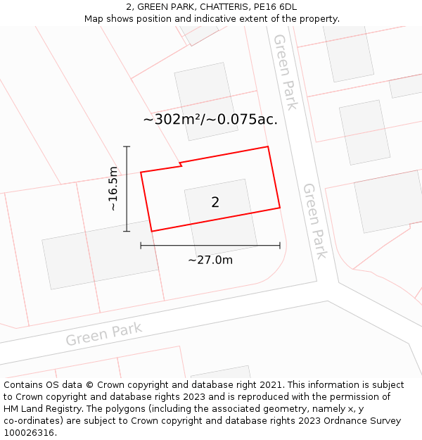 2, GREEN PARK, CHATTERIS, PE16 6DL: Plot and title map