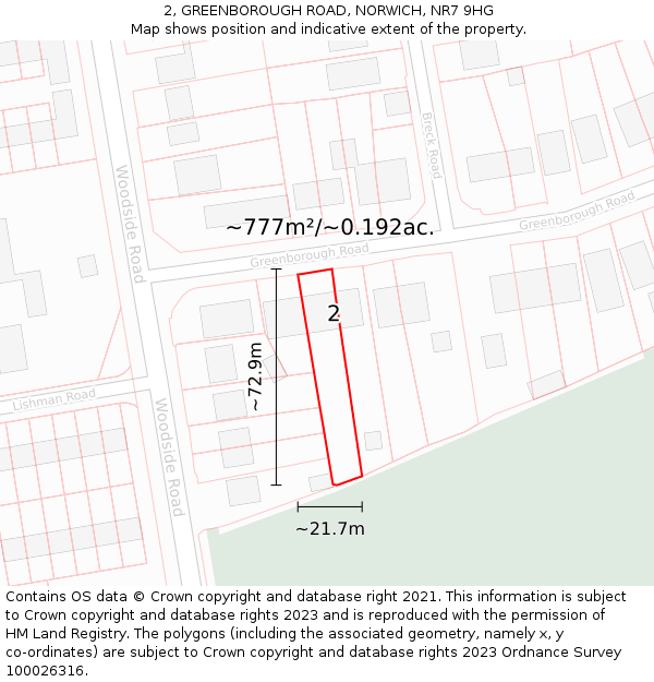 2, GREENBOROUGH ROAD, NORWICH, NR7 9HG: Plot and title map