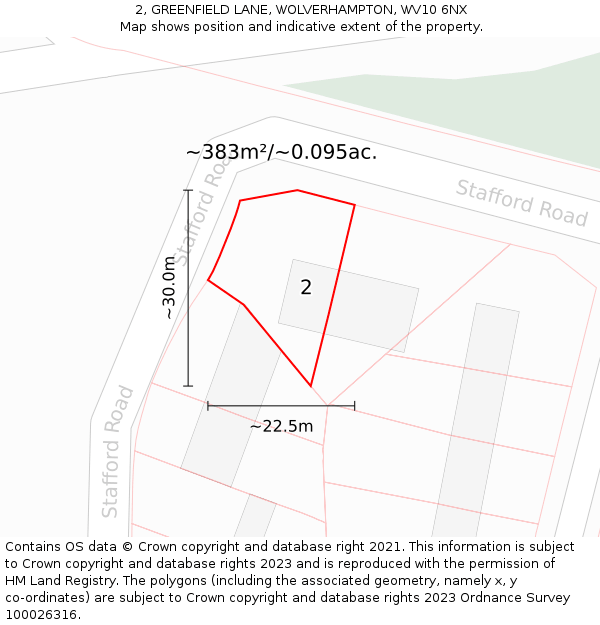 2, GREENFIELD LANE, WOLVERHAMPTON, WV10 6NX: Plot and title map