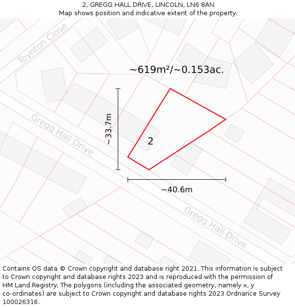 2, GREGG HALL DRIVE, LINCOLN, LN6 8AN: Plot and title map