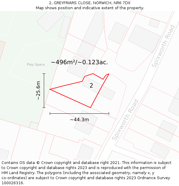 2, GREYFRIARS CLOSE, NORWICH, NR6 7DX: Plot and title map