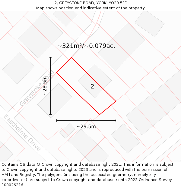 2, GREYSTOKE ROAD, YORK, YO30 5FD: Plot and title map