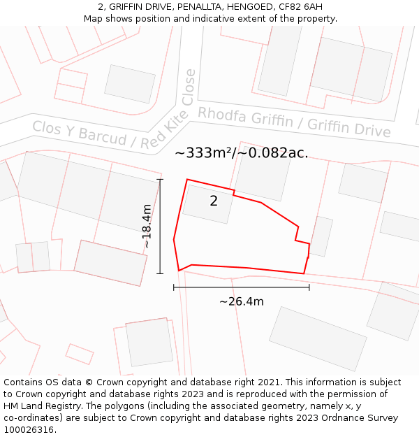 2, GRIFFIN DRIVE, PENALLTA, HENGOED, CF82 6AH: Plot and title map
