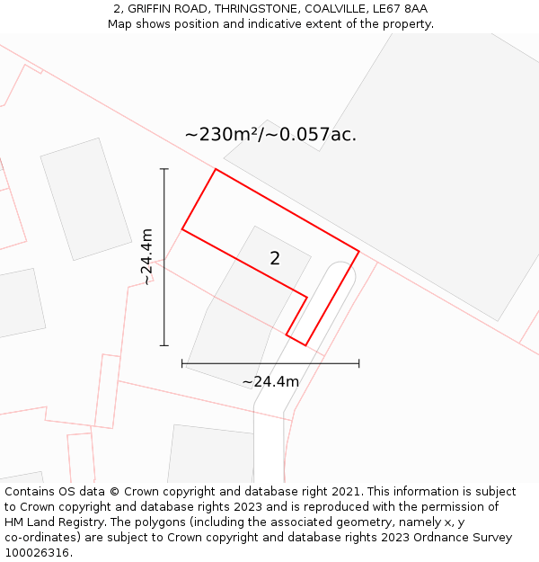 2, GRIFFIN ROAD, THRINGSTONE, COALVILLE, LE67 8AA: Plot and title map