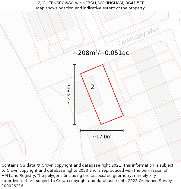 2, GUERNSEY WAY, WINNERSH, WOKINGHAM, RG41 5FT: Plot and title map