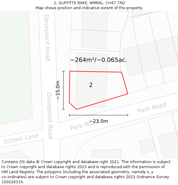2, GUFFITTS RAKE, WIRRAL, CH47 7AD: Plot and title map