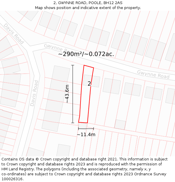2, GWYNNE ROAD, POOLE, BH12 2AS: Plot and title map