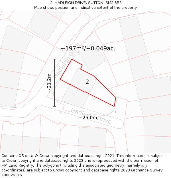 2, HADLEIGH DRIVE, SUTTON, SM2 5BF: Plot and title map