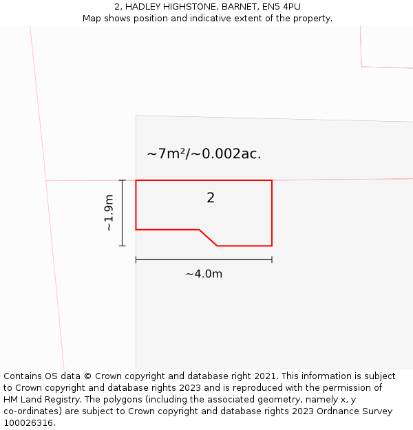 2, HADLEY HIGHSTONE, BARNET, EN5 4PU: Plot and title map