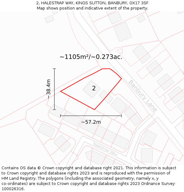 2, HALESTRAP WAY, KINGS SUTTON, BANBURY, OX17 3SF: Plot and title map