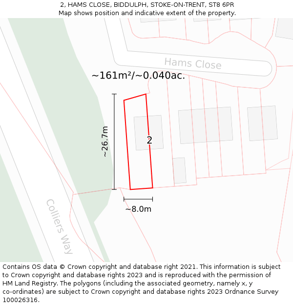 2, HAMS CLOSE, BIDDULPH, STOKE-ON-TRENT, ST8 6PR: Plot and title map