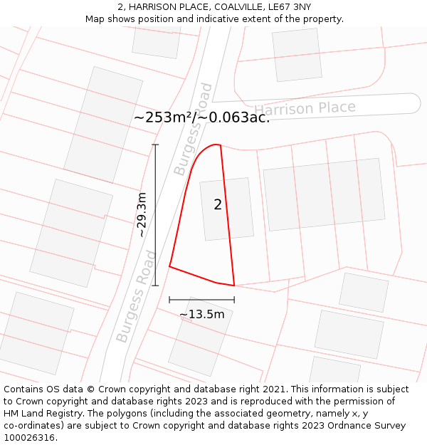 2, HARRISON PLACE, COALVILLE, LE67 3NY: Plot and title map