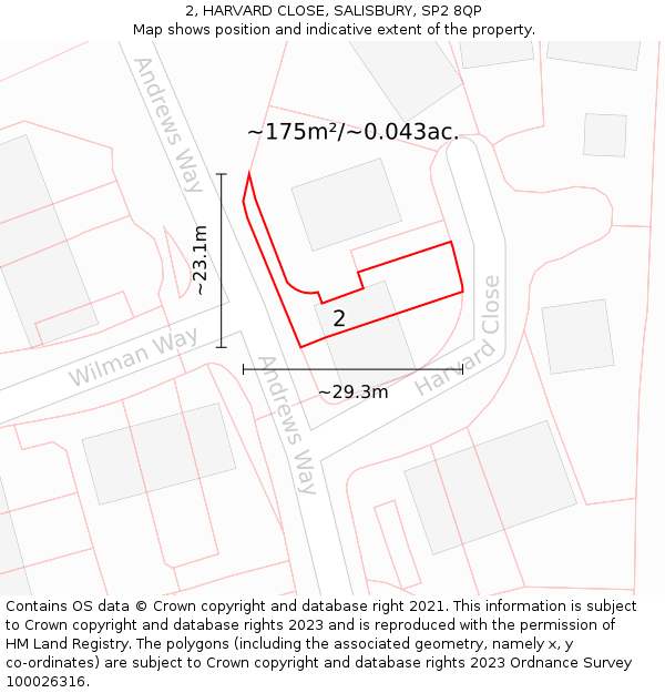 2, HARVARD CLOSE, SALISBURY, SP2 8QP: Plot and title map