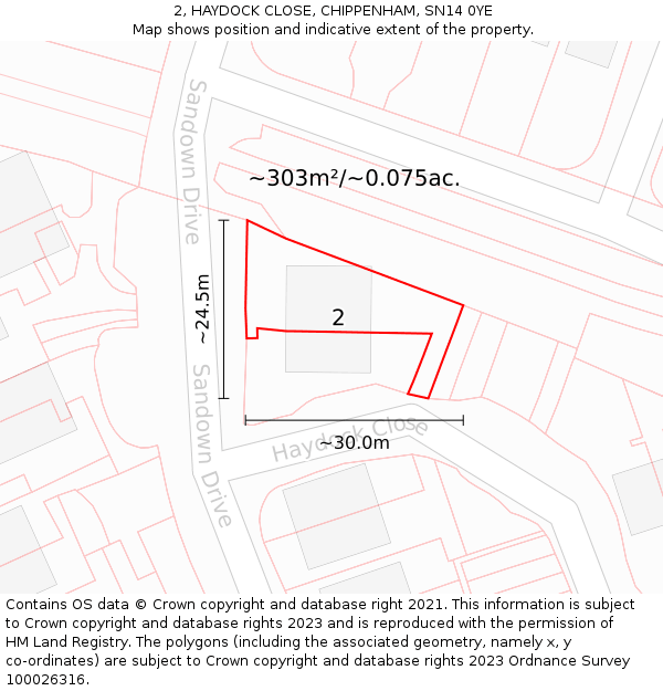 2, HAYDOCK CLOSE, CHIPPENHAM, SN14 0YE: Plot and title map