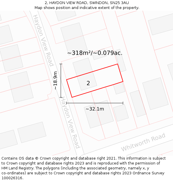 2, HAYDON VIEW ROAD, SWINDON, SN25 3AU: Plot and title map