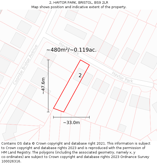 2, HAYTOR PARK, BRISTOL, BS9 2LR: Plot and title map