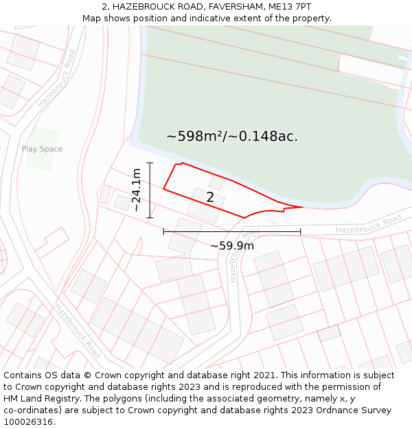 2, HAZEBROUCK ROAD, FAVERSHAM, ME13 7PT: Plot and title map