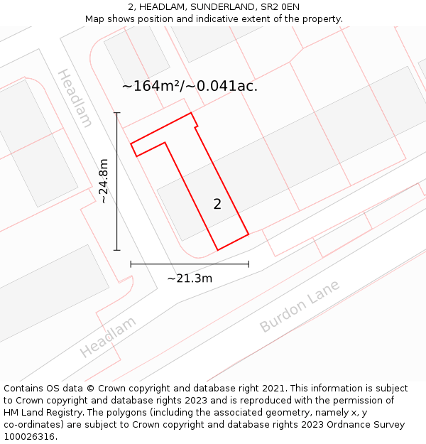 2, HEADLAM, SUNDERLAND, SR2 0EN: Plot and title map