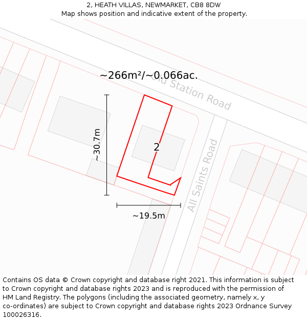 2, HEATH VILLAS, NEWMARKET, CB8 8DW: Plot and title map