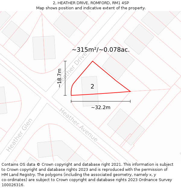 2, HEATHER DRIVE, ROMFORD, RM1 4SP: Plot and title map