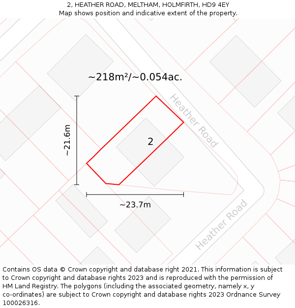 2, HEATHER ROAD, MELTHAM, HOLMFIRTH, HD9 4EY: Plot and title map