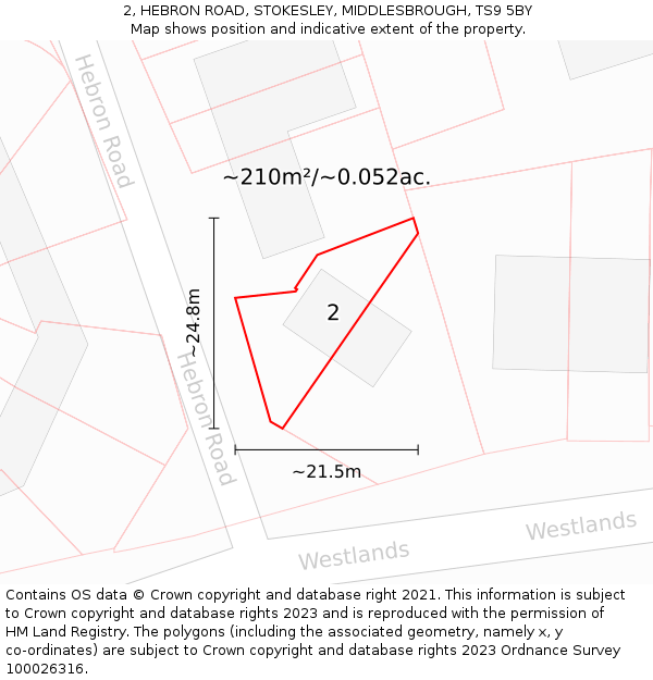 2, HEBRON ROAD, STOKESLEY, MIDDLESBROUGH, TS9 5BY: Plot and title map
