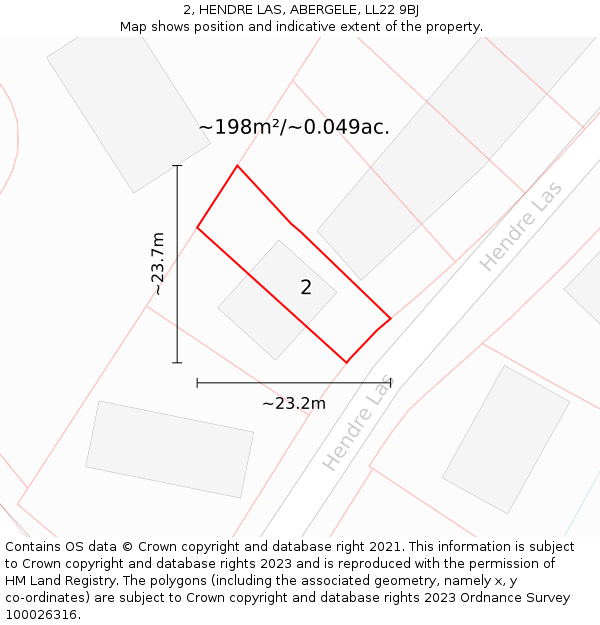 2, HENDRE LAS, ABERGELE, LL22 9BJ: Plot and title map