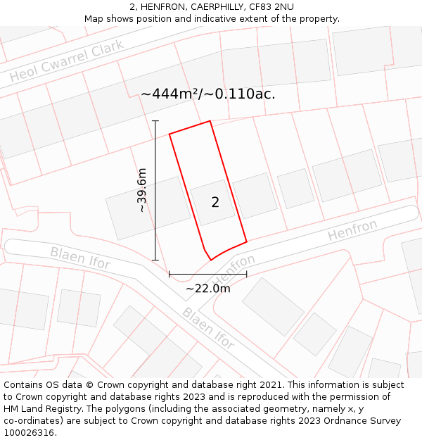 2, HENFRON, CAERPHILLY, CF83 2NU: Plot and title map
