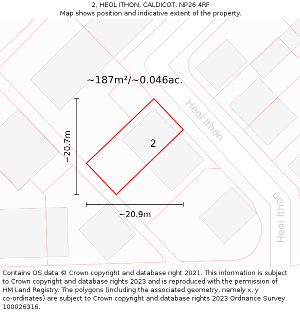 2, HEOL ITHON, CALDICOT, NP26 4RF: Plot and title map