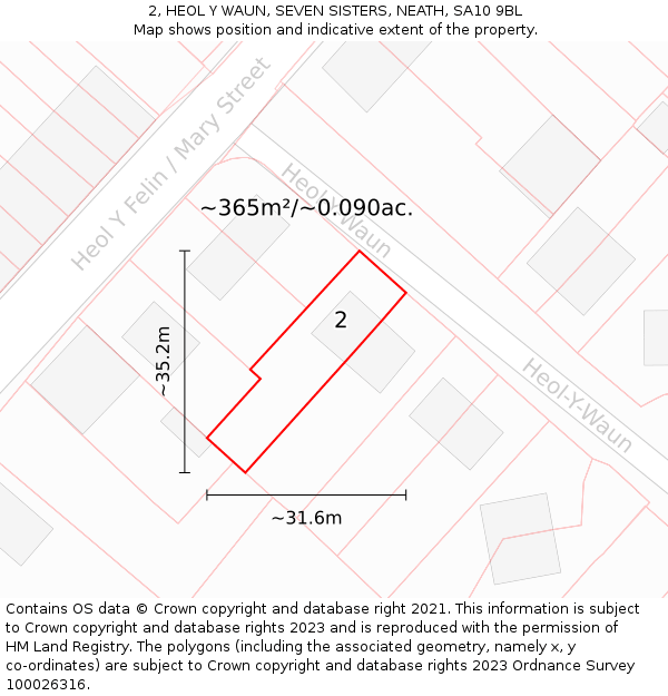 2, HEOL Y WAUN, SEVEN SISTERS, NEATH, SA10 9BL: Plot and title map