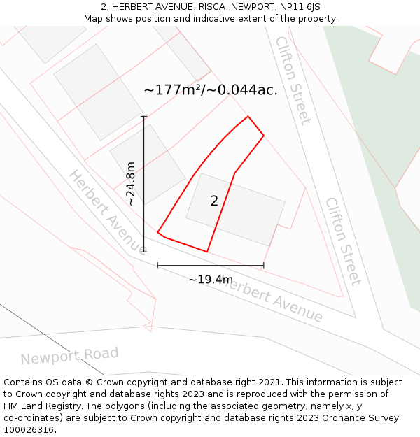 2, HERBERT AVENUE, RISCA, NEWPORT, NP11 6JS: Plot and title map