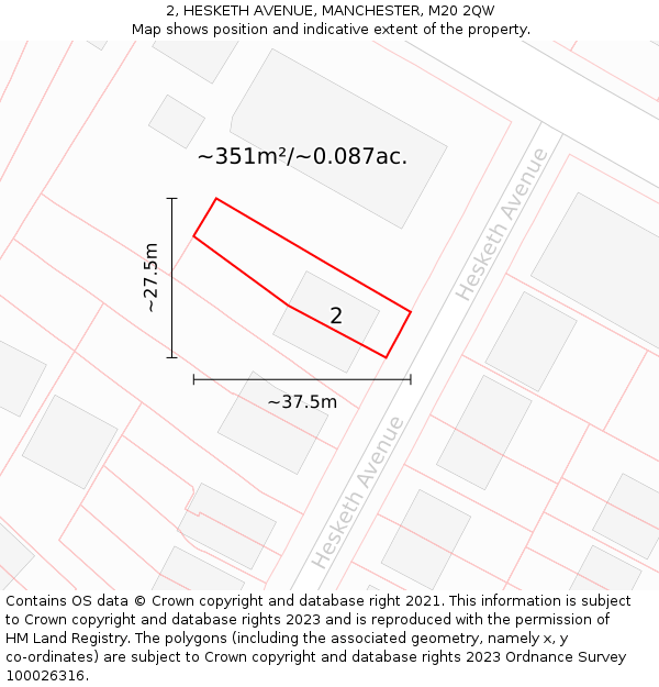 2, HESKETH AVENUE, MANCHESTER, M20 2QW: Plot and title map