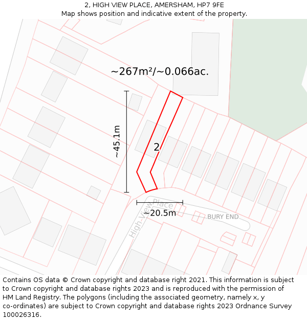 2, HIGH VIEW PLACE, AMERSHAM, HP7 9FE: Plot and title map