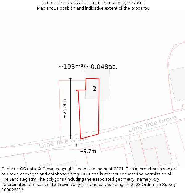 2, HIGHER CONSTABLE LEE, ROSSENDALE, BB4 8TF: Plot and title map