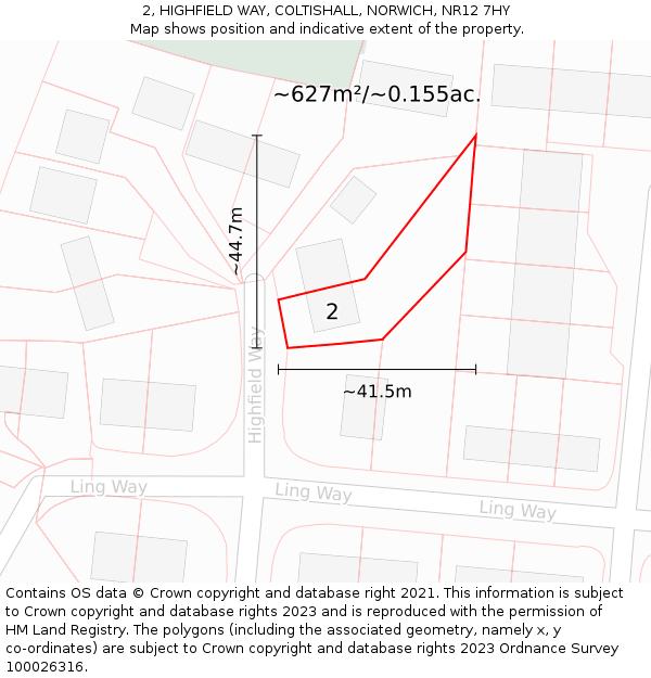 2, HIGHFIELD WAY, COLTISHALL, NORWICH, NR12 7HY: Plot and title map