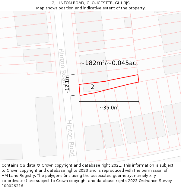 2, HINTON ROAD, GLOUCESTER, GL1 3JS: Plot and title map