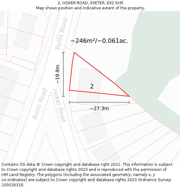 2, HOKER ROAD, EXETER, EX2 5HR: Plot and title map