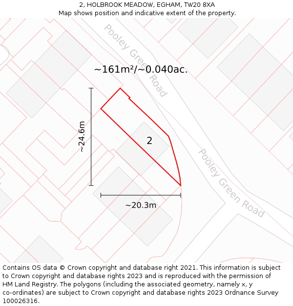 2, HOLBROOK MEADOW, EGHAM, TW20 8XA: Plot and title map