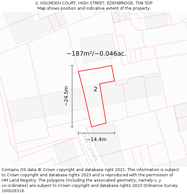 2, HOLMDEN COURT, HIGH STREET, EDENBRIDGE, TN8 5DP: Plot and title map