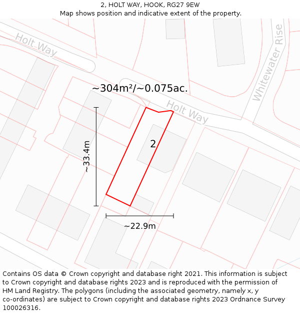 2, HOLT WAY, HOOK, RG27 9EW: Plot and title map