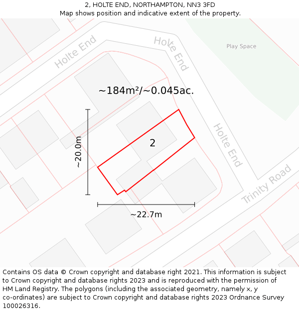 2, HOLTE END, NORTHAMPTON, NN3 3FD: Plot and title map