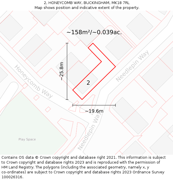 2, HONEYCOMB WAY, BUCKINGHAM, MK18 7RL: Plot and title map