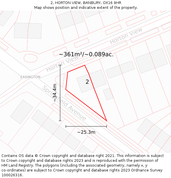 2, HORTON VIEW, BANBURY, OX16 9HR: Plot and title map