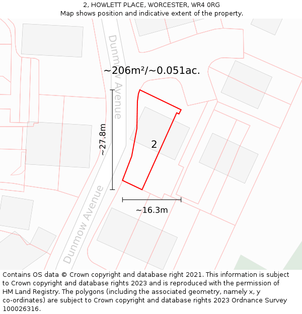 2, HOWLETT PLACE, WORCESTER, WR4 0RG: Plot and title map