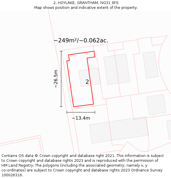 2, HOYLAKE, GRANTHAM, NG31 9FS: Plot and title map