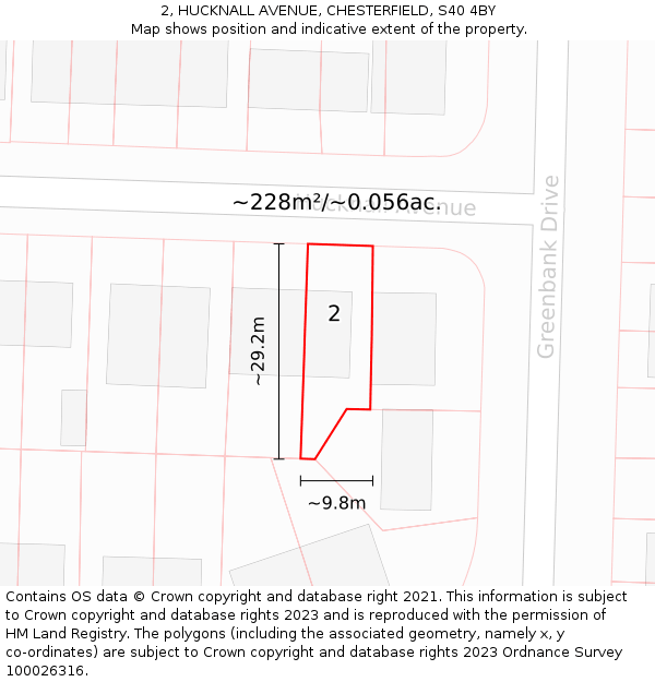 2, HUCKNALL AVENUE, CHESTERFIELD, S40 4BY: Plot and title map