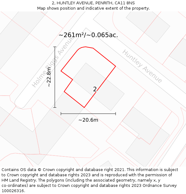 2, HUNTLEY AVENUE, PENRITH, CA11 8NS: Plot and title map